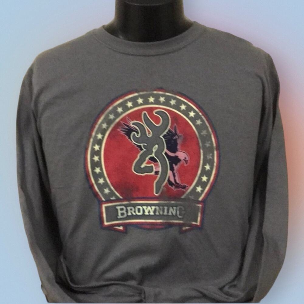 BROWNING HUNTING Mens’s Medium Gray Long Sleeve T-Shirt